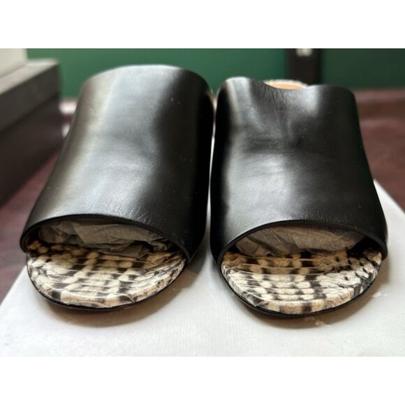 Clergerie Paris Women’s Slip On Heel Snake Print Size 7 New Black Leather - Picture 4 of 10